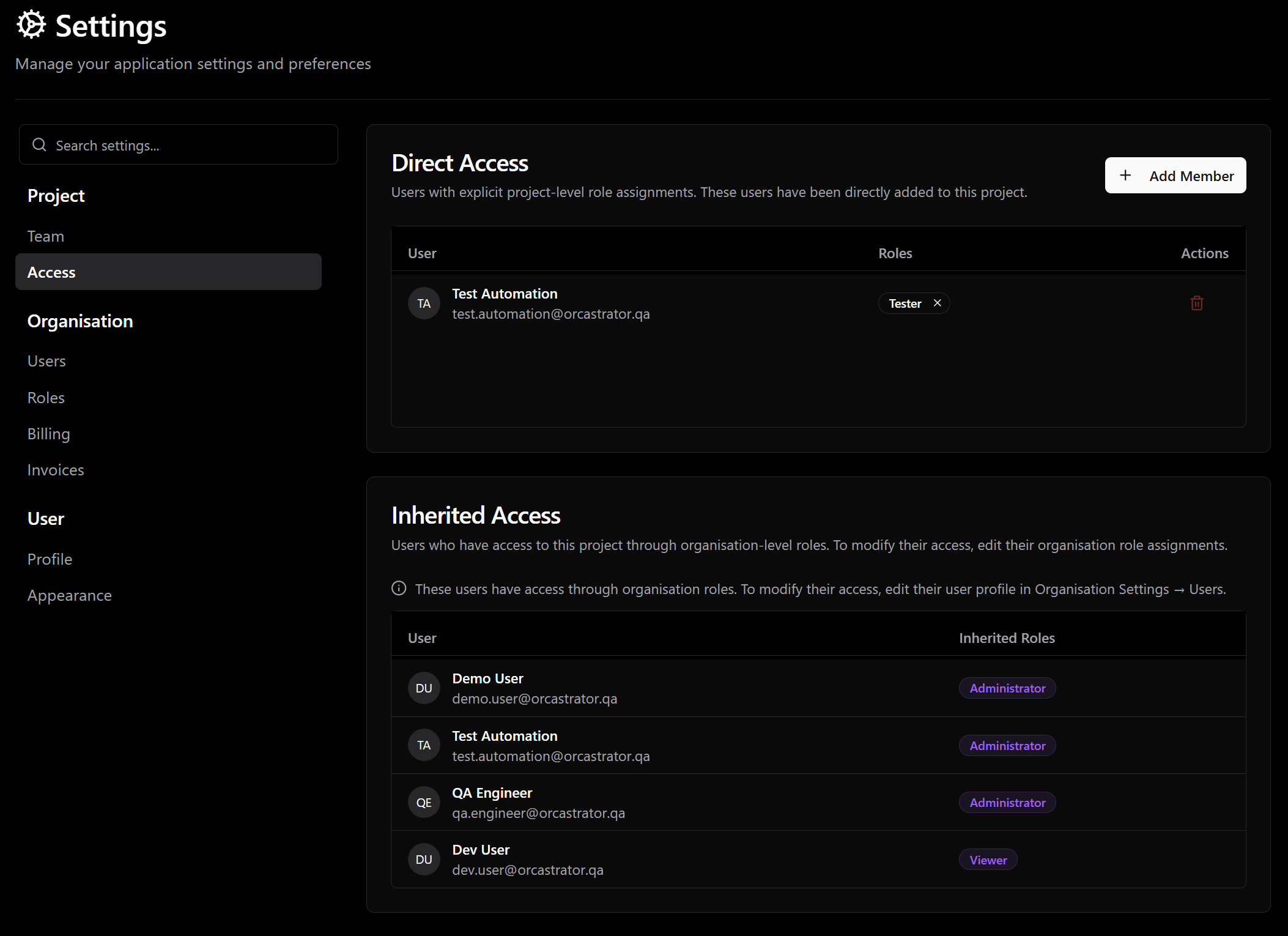 Access Project Login Project Access: Orcastrator Docs